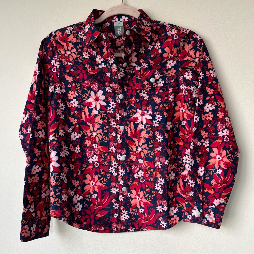 Stio Floral Harkin Button Snap Front Shirt Size 10